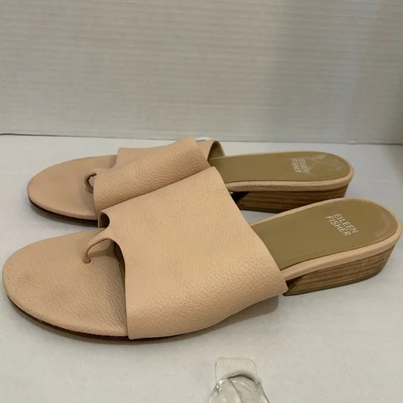 Eileen Fisher Women's Cream Slide Sandals thong woman’s size 11 leather - Picture 5 of 9
